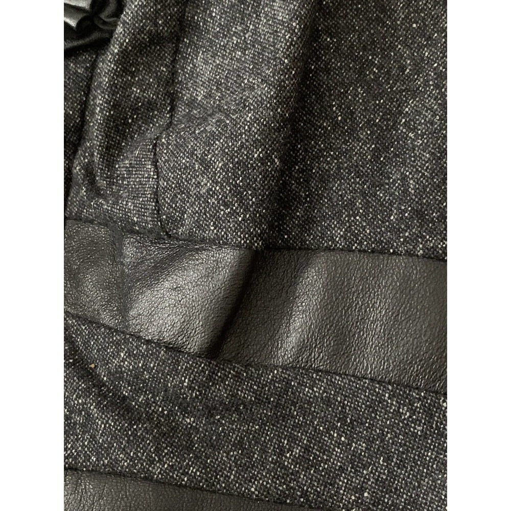 Rebecca Taylor Women’s Herringbone Gray Wool Silk Lambs Leather Trim Size 6 - Picture 11 of 14